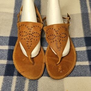 American Eagle Outfitters Brown Sandals with Studded Leather Design 060
